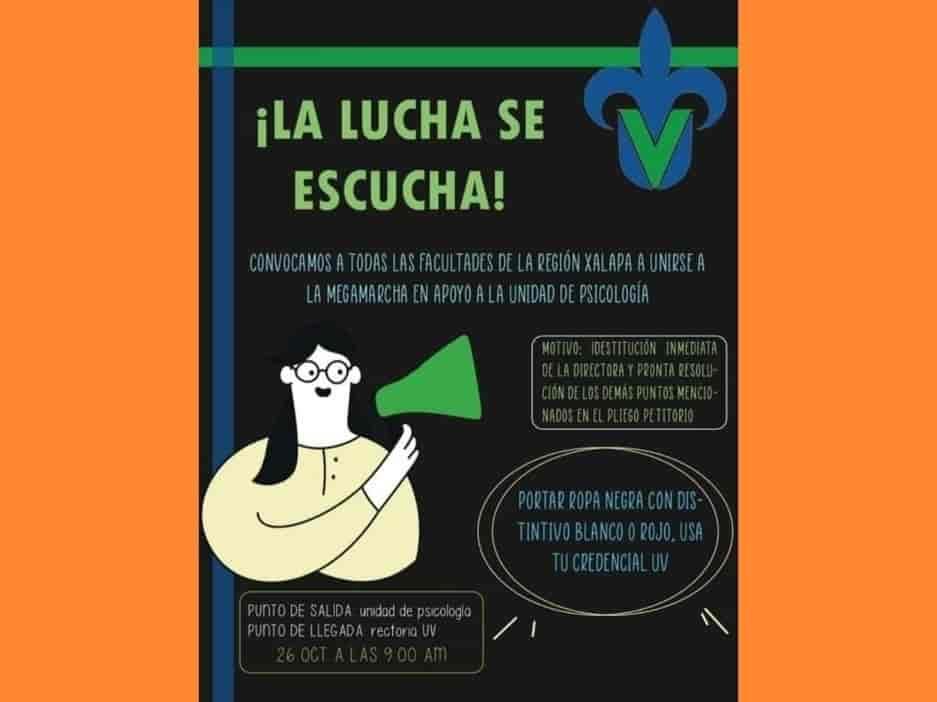 Ante conflictos en Psicología, anuncian nueva ‘mega marcha’ de la UV para este miércoles