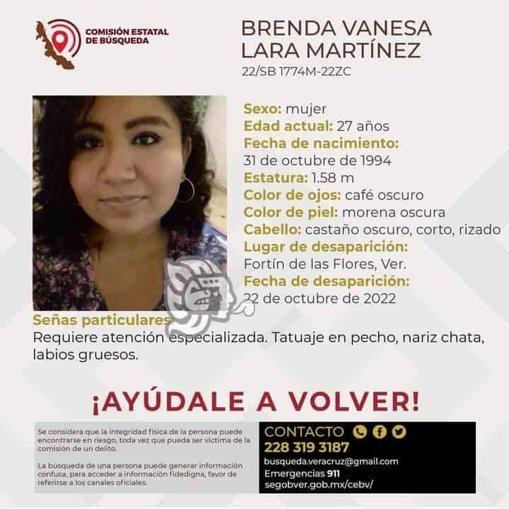 Desaparece mujer de 27 años en Fortín; requiere atención médica