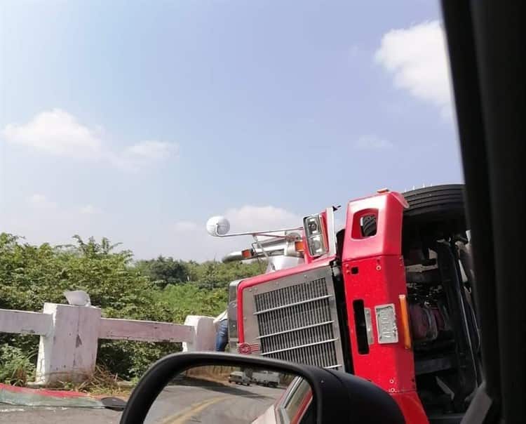 Vuelca tráiler que transportaba pollos y se arma la rapiña en Paso de Ovejas