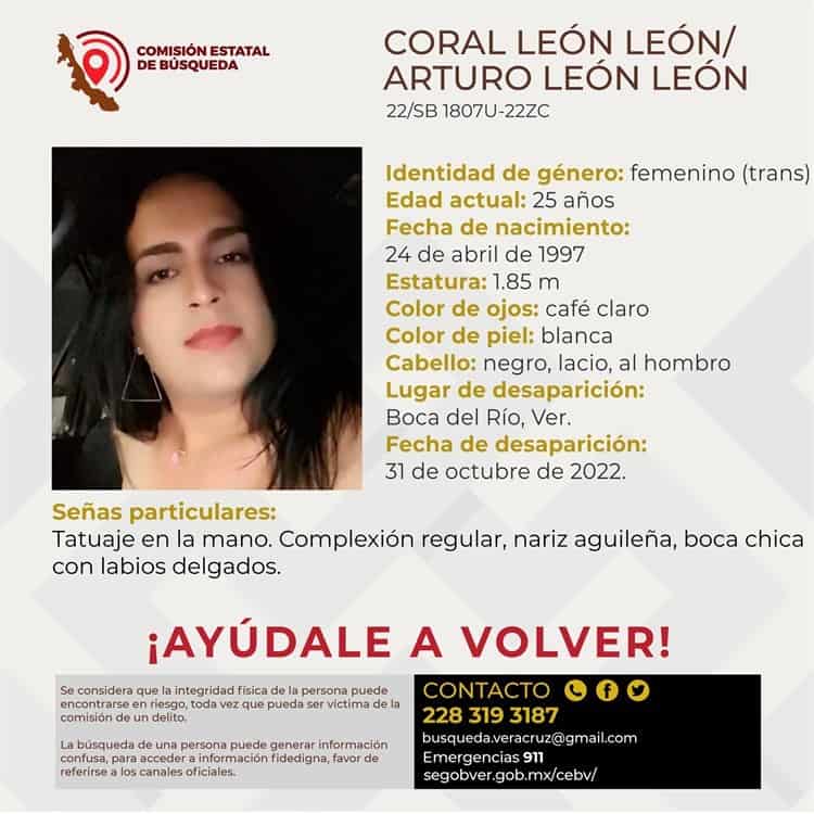 Buscan a Coral León, mujer trans desaparecida en Boca del Río