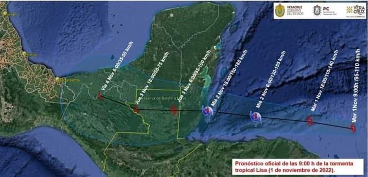 Detectan tormenta tropical Lisa rumbo al sur de Veracruz