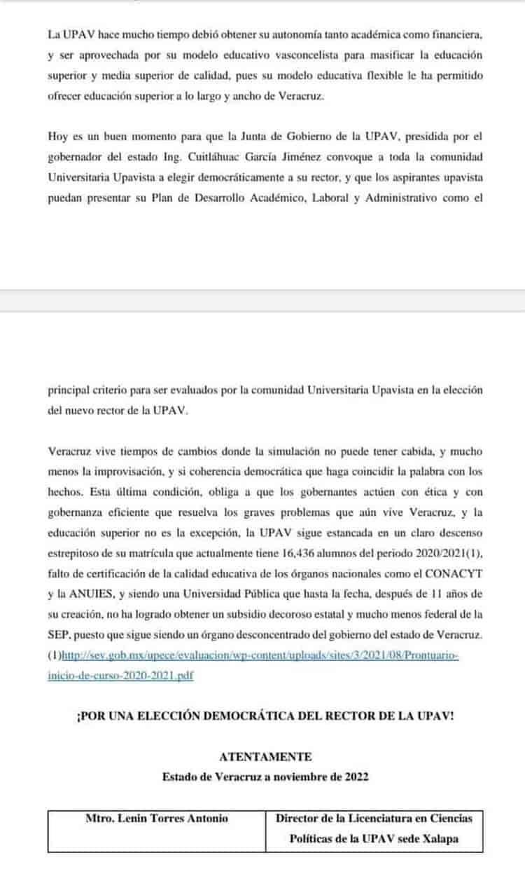 UPAV, con estrepitoso descenso en su matrícula, advierte académico