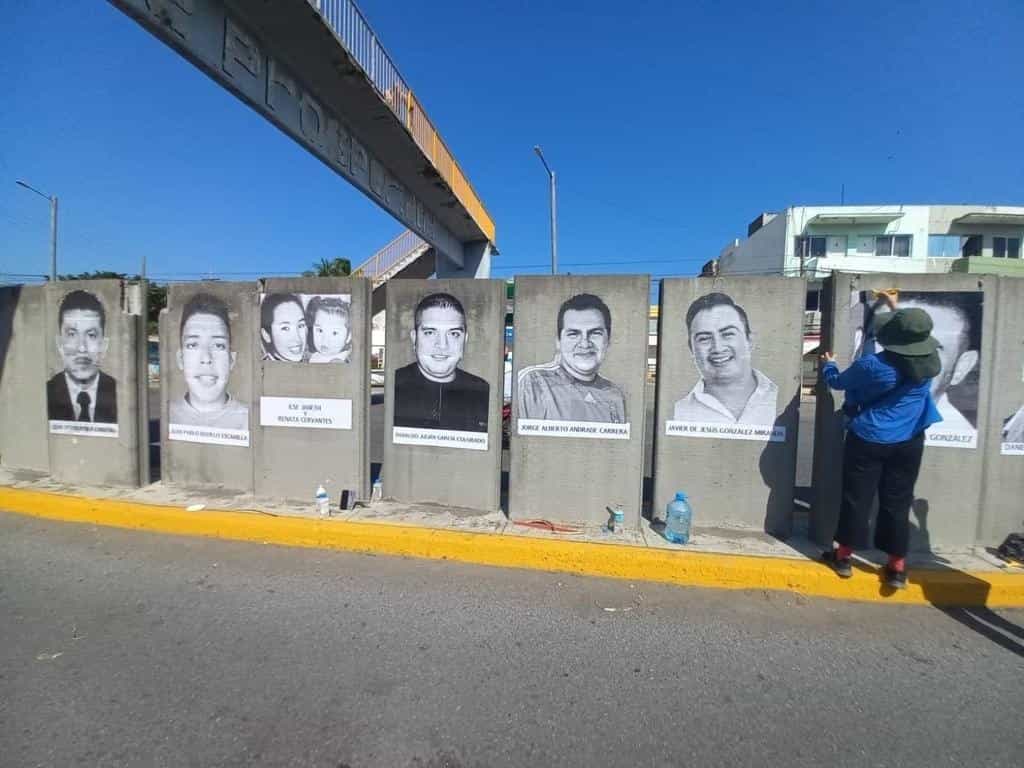 Buscan a desaparecidos con mural en av. Cuauhtémoc en Veracruz