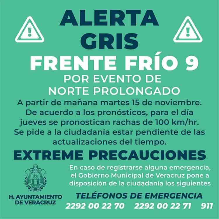 Activan Alerta Gris por evento de norte prolongado en Veracruz y Alvarado