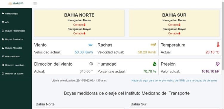 Cerrado el puerto a la navegación por norte en Veracruz