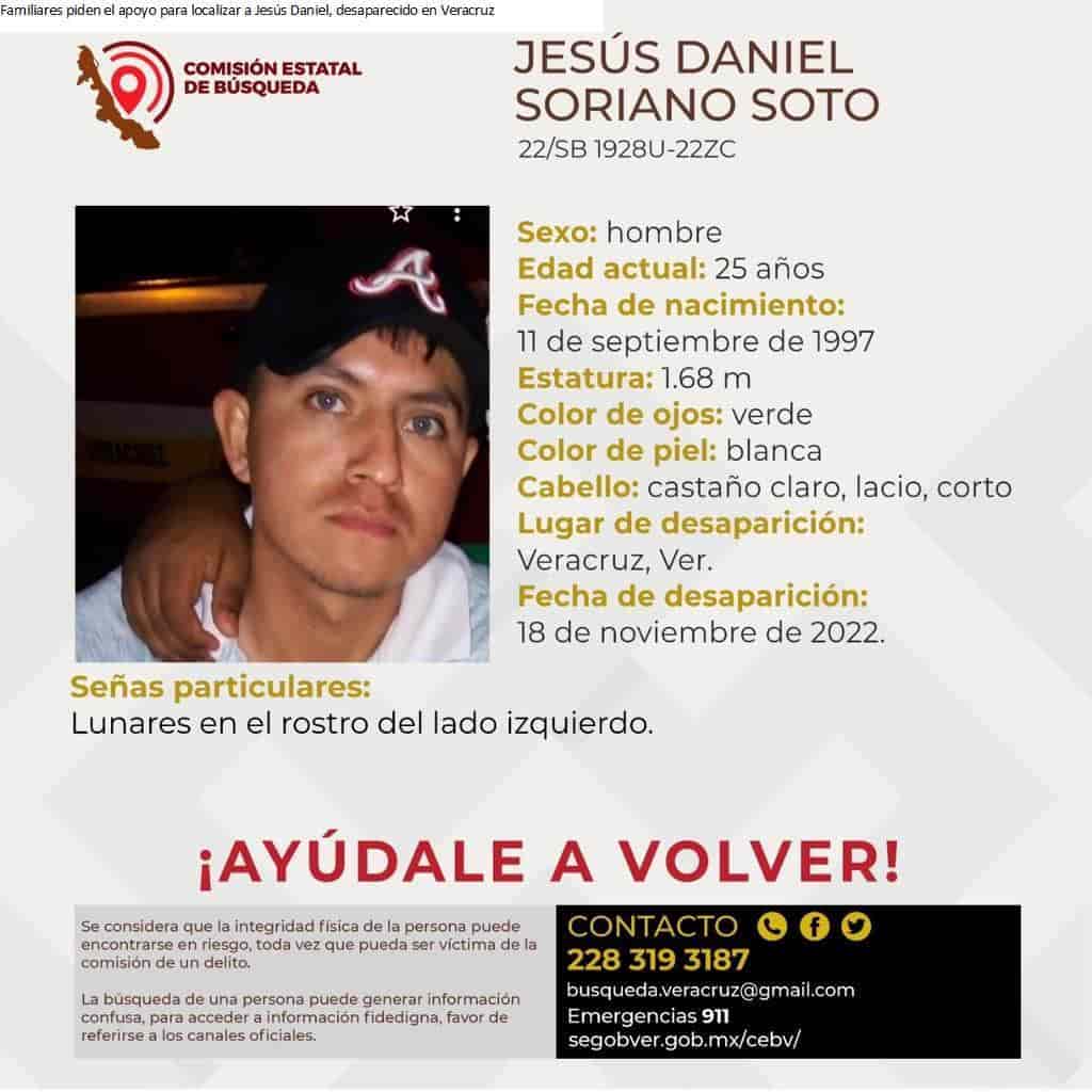 Desaparece Jesús Daniel Soriano en calles de Veracruz