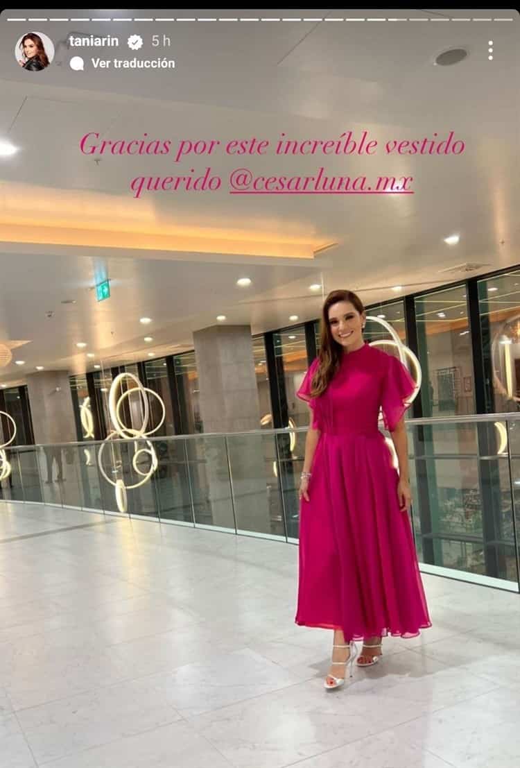 Tania Rincón conquista Qatar con vestido de César Luna diseñador de Coatzacoalcos