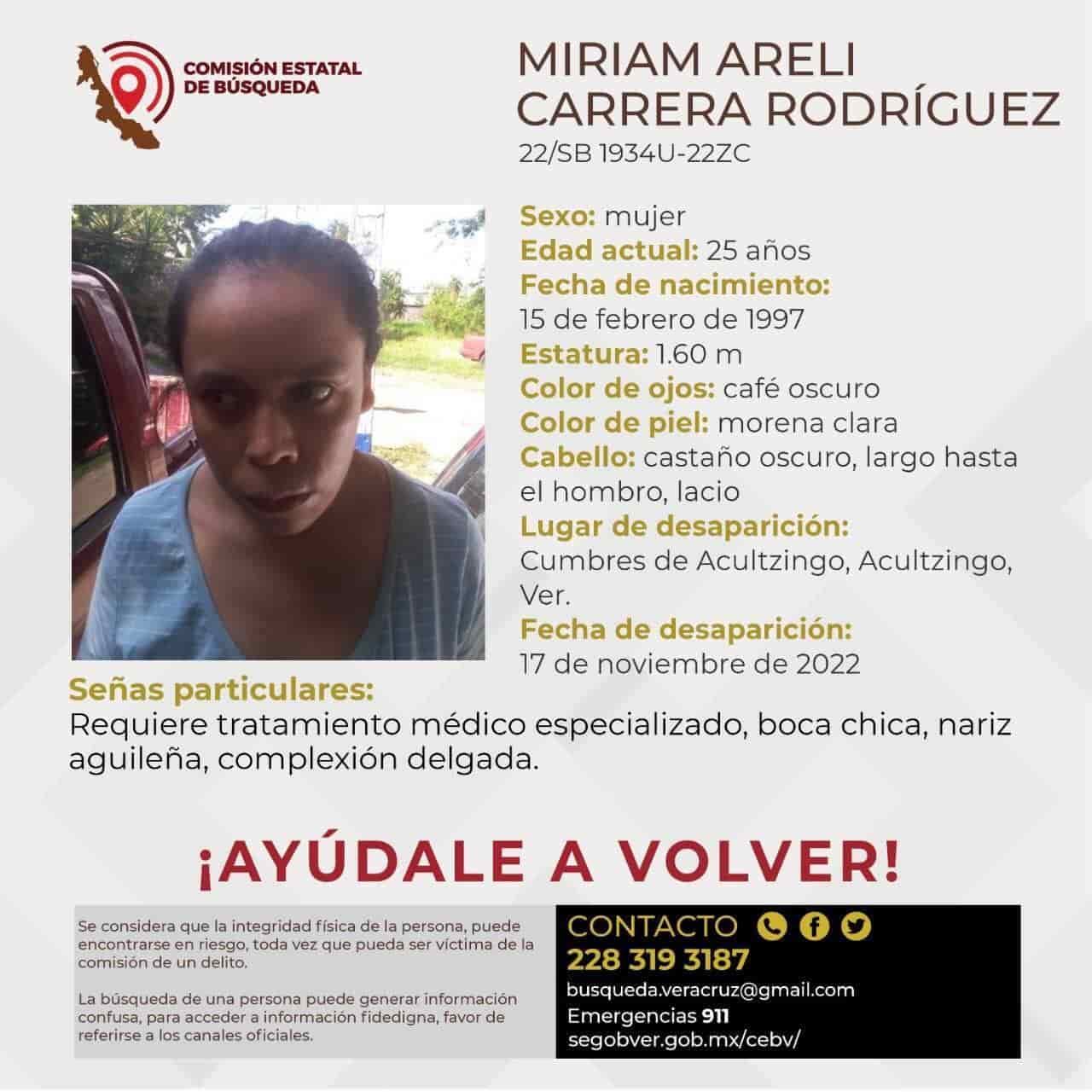 Buscan a Miriam Areli Carrera, desapareció en Acultzingo, Veracruz