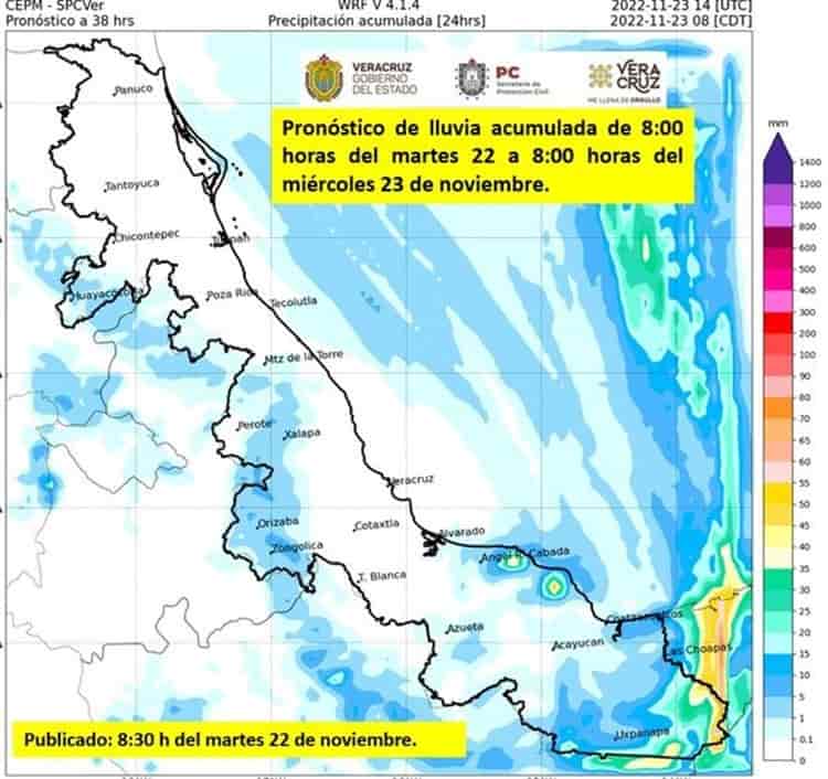 ¡Siguen las lluvias en Veracruz! Así estará el clima este martes