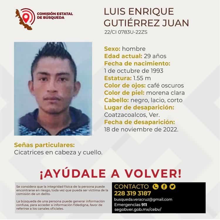 Familiares desesperados buscan a Luis Enrique en Coatzacoalcos