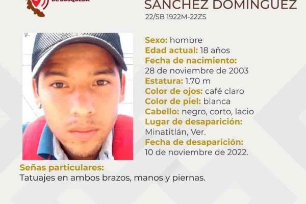 Buscan a Irwin Andrés, desaparecido en Minatitlán