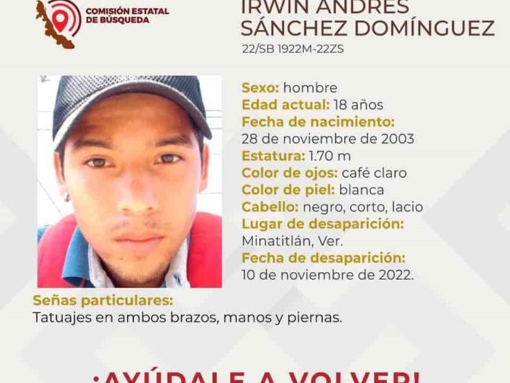 Buscan a Irwin Andrés, desaparecido en Minatitlán