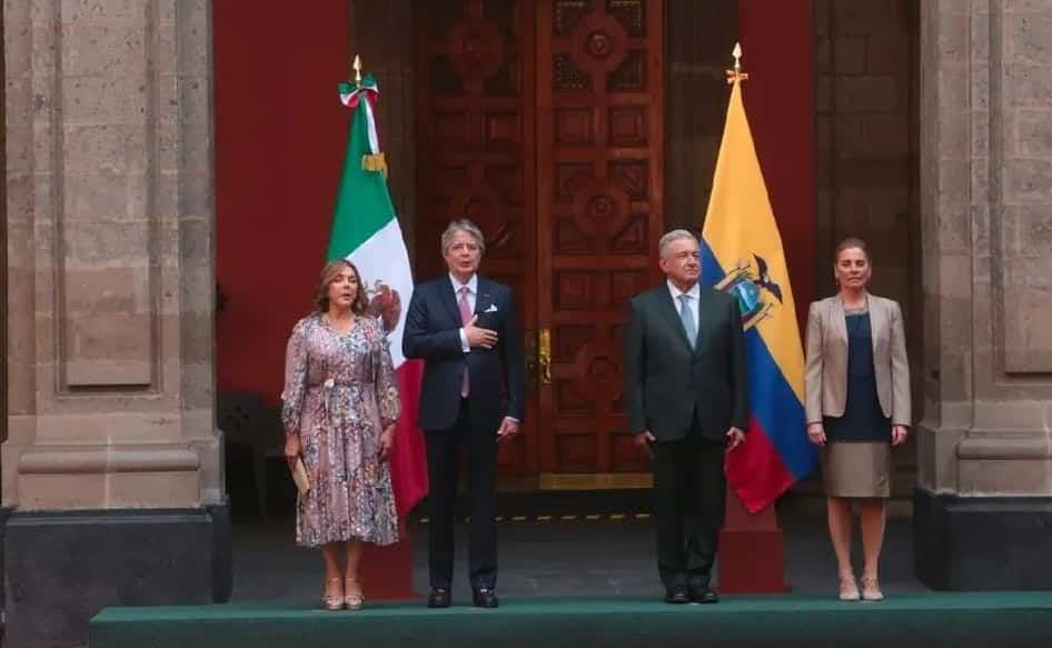 AMLO recibe al presidente de Ecuador, Guillermo Lasso, en Palacio Nacional