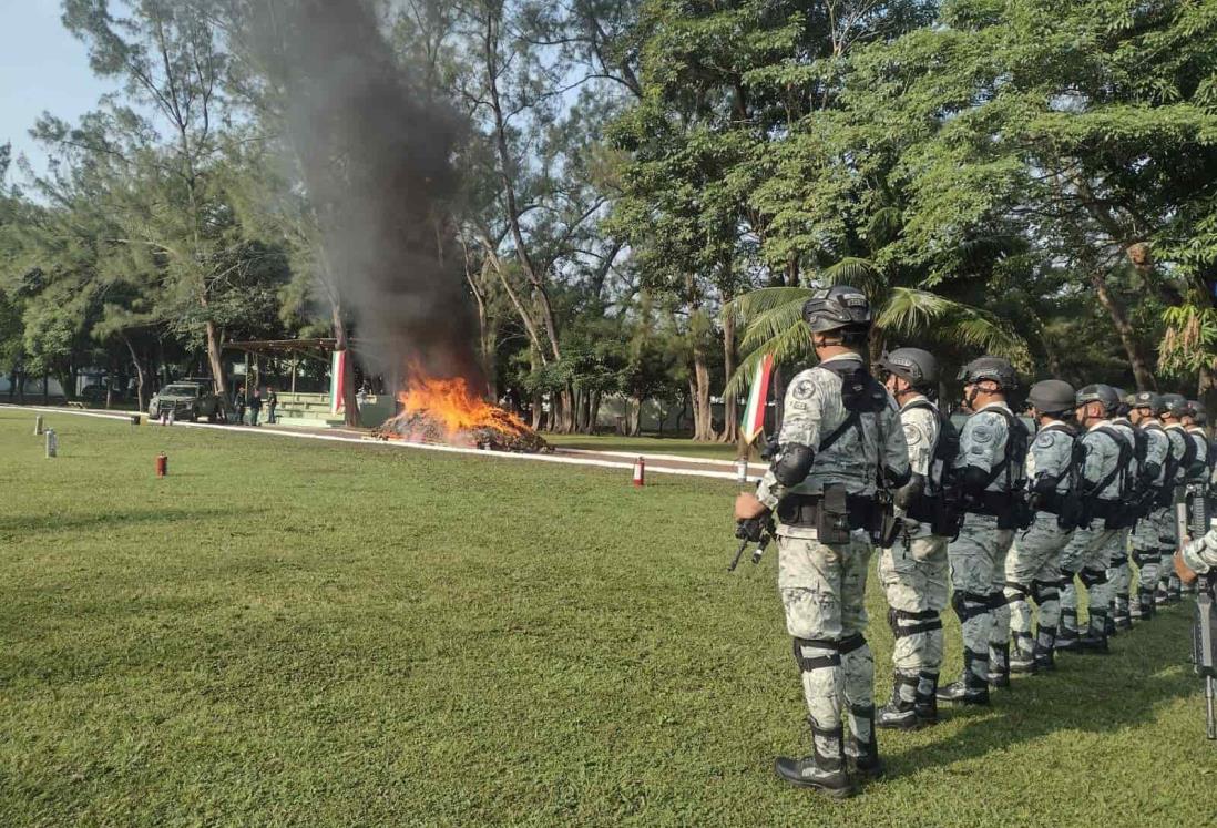 Sedena incinera casi 2 toneladas de narcóticos en Veracruz