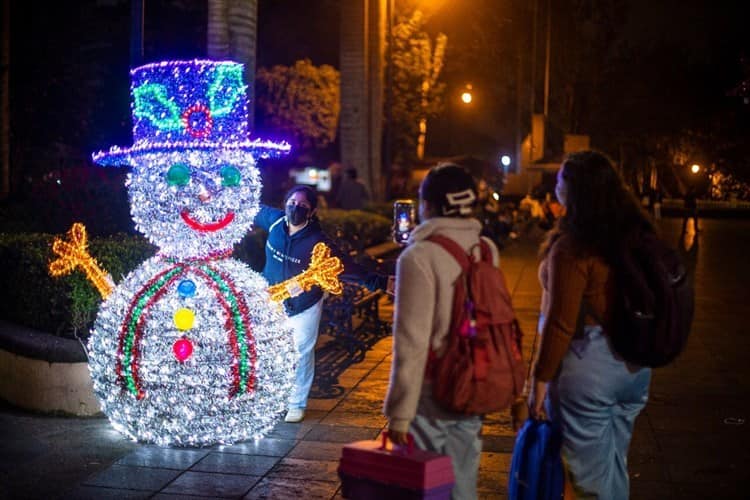 ¡Ya huele a Navidad! Instalan pino y adornos luminosos en Xalapa