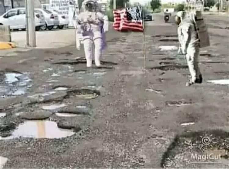 ¡No es la luna, es Veracruz! Exhiben cráteres en las calles