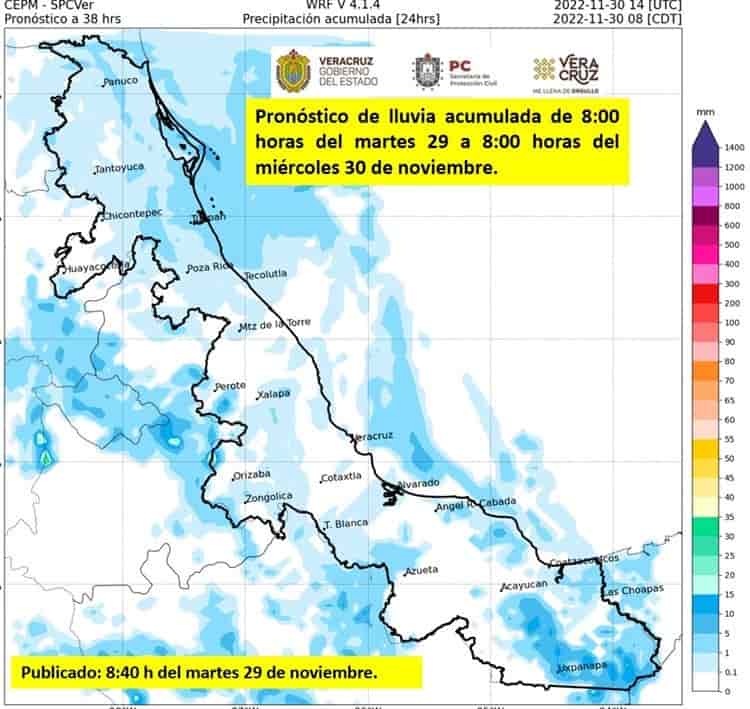 Este martes, buen clima en Veracruz previo a ingreso de frente frío