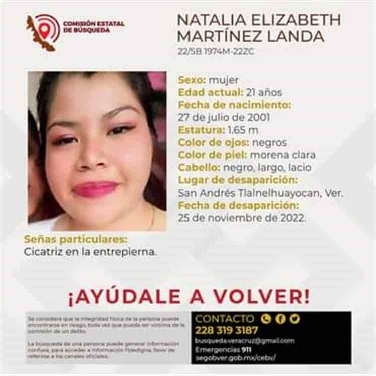 Familiares buscan a Natalia Elizabeth; desapareció en San Andrés Tlalnelhuayocan