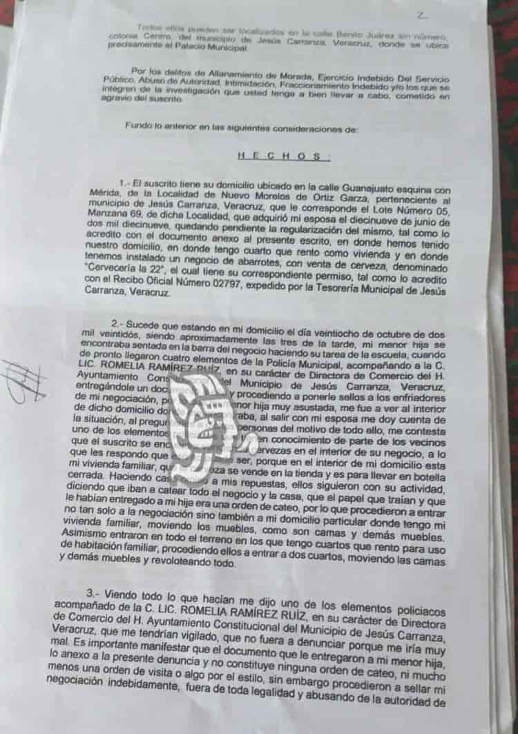 Por diferencias políticas clausuran negocio en Carranza, afirman afectados