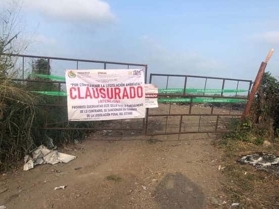 Clausura PMA basurero abierto y camión en Manlio Fabio Altamirano, Veracruz