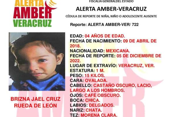 Desaparece menor en Veracruz; activan Alerta Amber