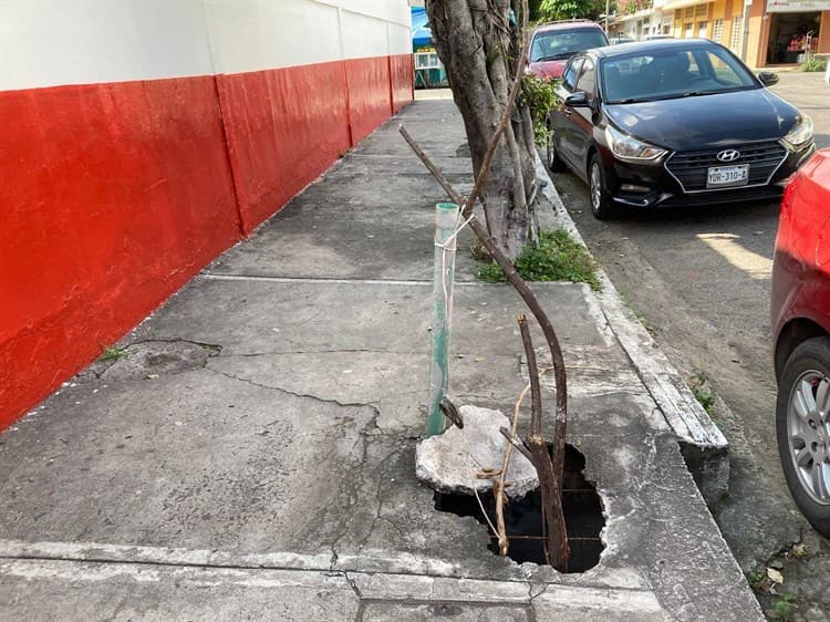 Menor resulta herida tras caer en registro destapado en Veracruz; exigen su reparación (+Video)