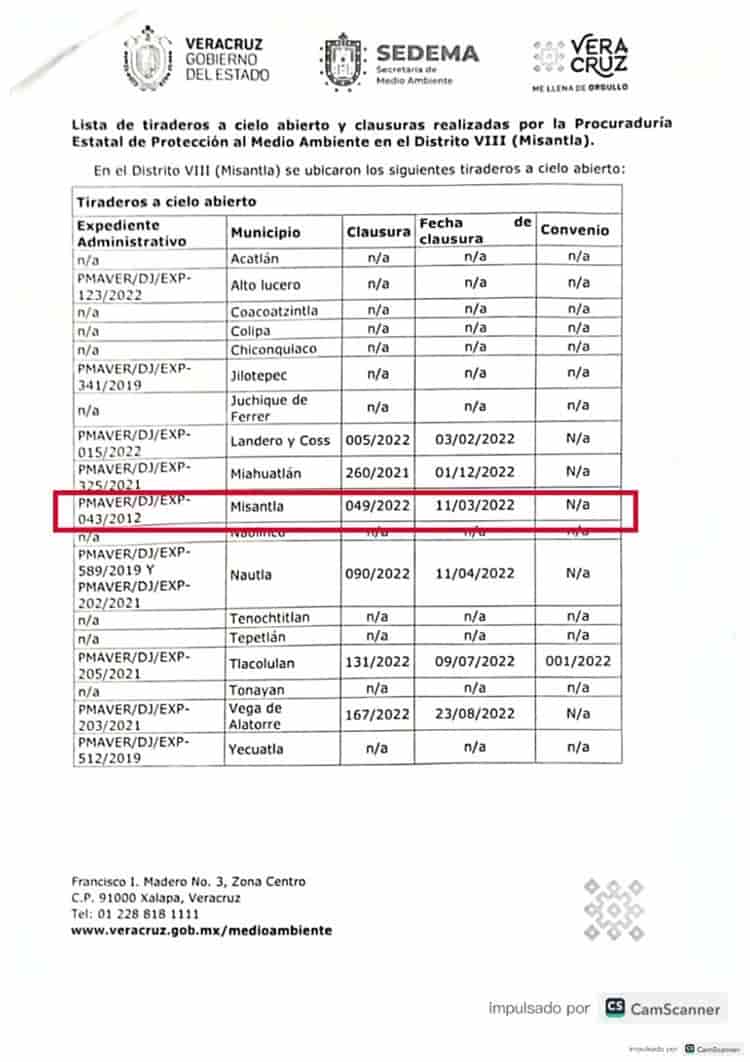 En riesgo, basurero a cielo abierto en Misantla