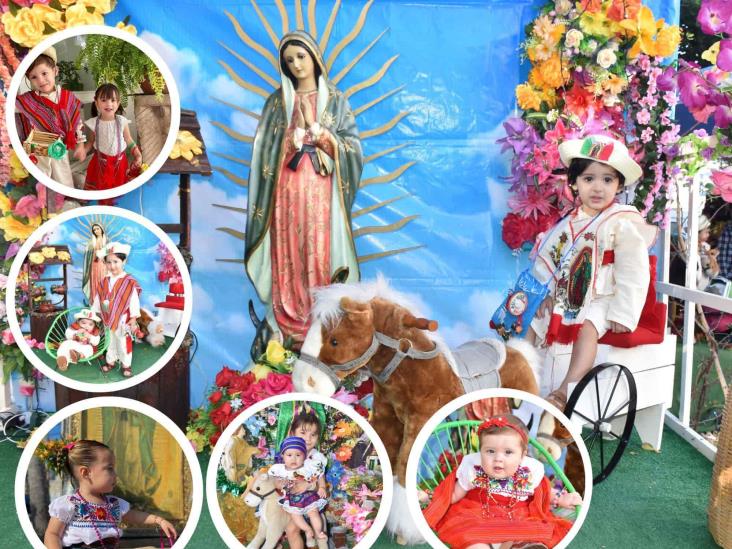 Niños veracruzanos llevan ofrenda a la Guadalupana