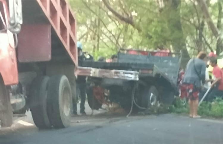 Camioneta repartidora de pollos se sale del camino; deja 2 heridos en San Andrés Tuxtla