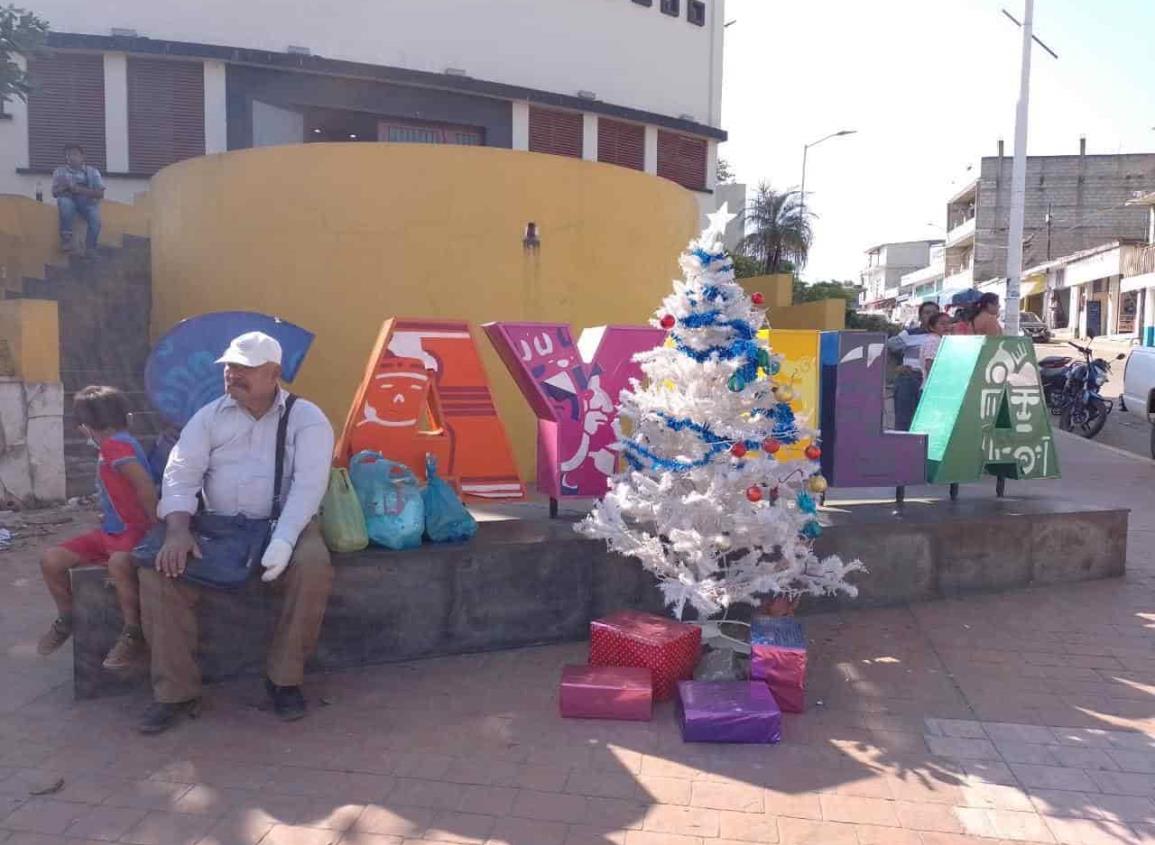 Sayuleños ponen arbolito navideño solidario