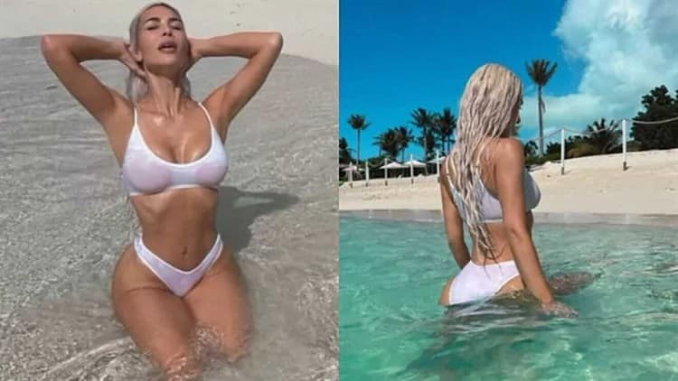 Kim Kardashian publica fotos en la playa y enciende las redes sociales