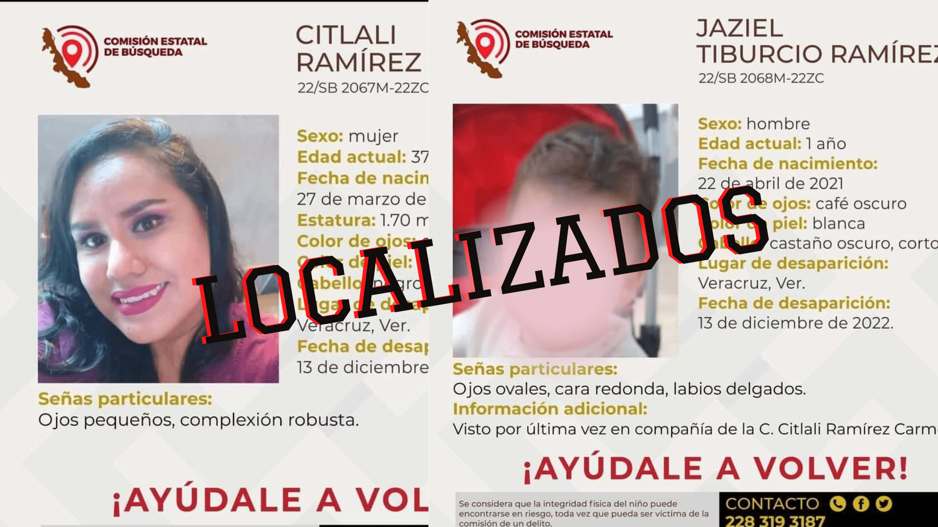 Localizan con vida a madre e hijo con reporte de desaparecidos en Veracruz