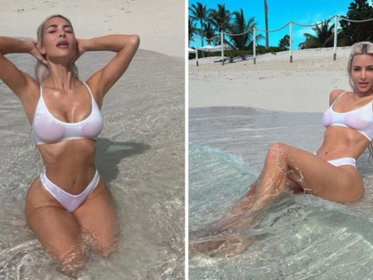 Kim Kardashian publica fotos en la playa y enciende las redes sociales