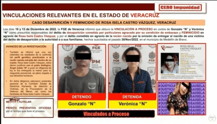 Destacan la vinculación a proceso de presuntos implicados en caso de Rosa Isela en Veracruz