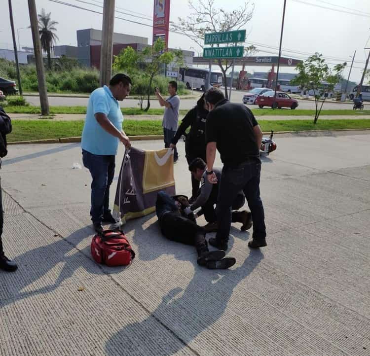 Se accidenta motociclista al poniente de Coatzacoalcos