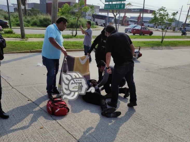 Se accidenta motociclista al poniente de Coatzacoalcos