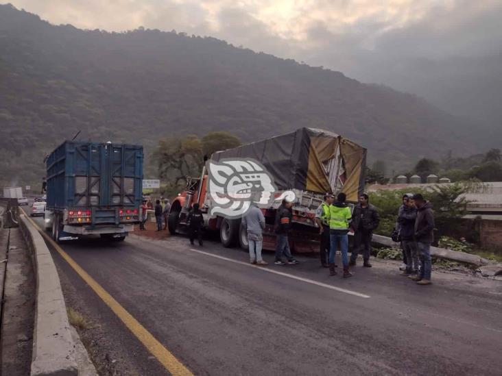 Se accidenta camión Torton en la autopista Nogales-Orizaba