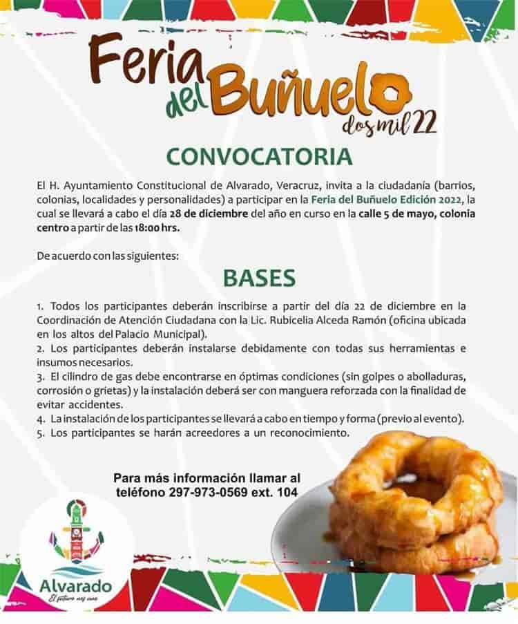 Invitan a la feria del buñuelo en Alvarado