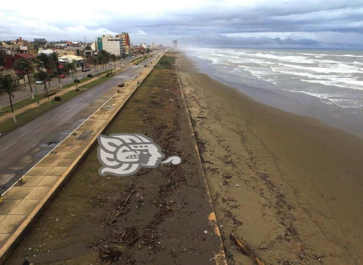 Limpian Malecón de Coatzacoalcos tras paso de Frente Frío