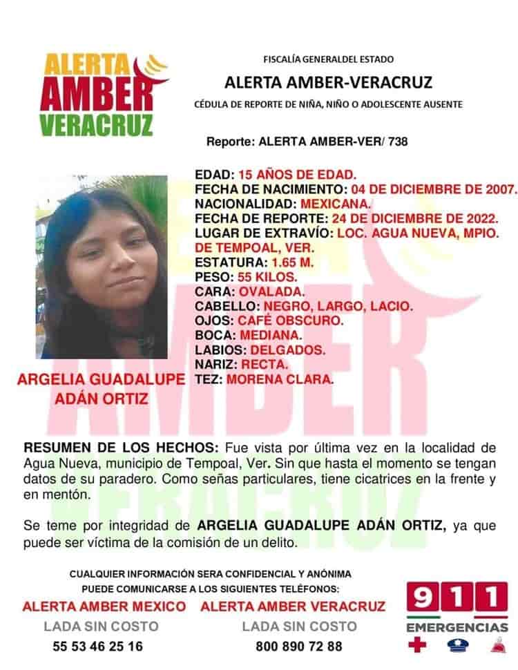 Emiten Alerta Amber por menor desaparecida en Tempoal, Veracruz