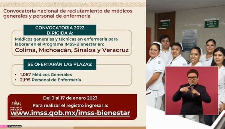 Lanzan convocatoria de reclutamiento para médicos generales y enfermeros en Veracruz