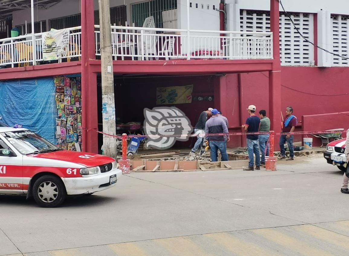 Continúan construyendo jardineras en la calle Lázaro Cárdenas