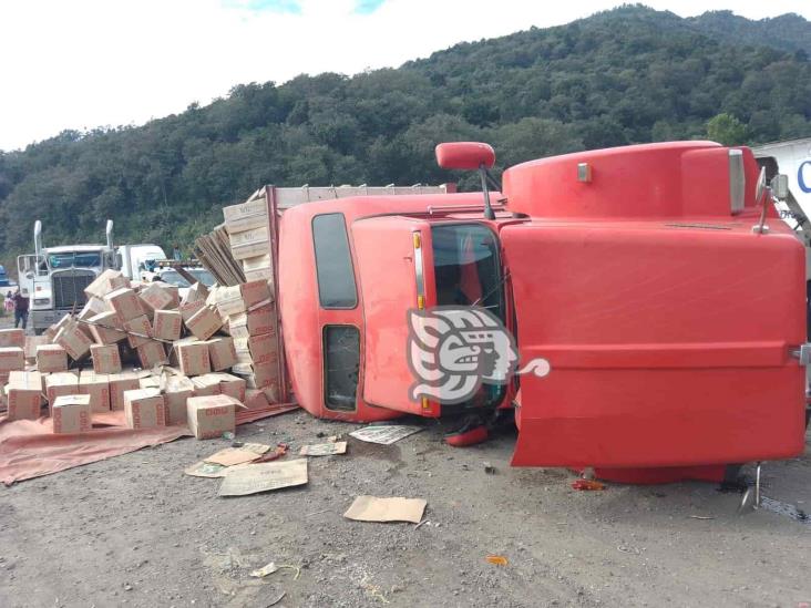 Rapiña a camión que se volteó en cumbres de Maltrata, Veracruz