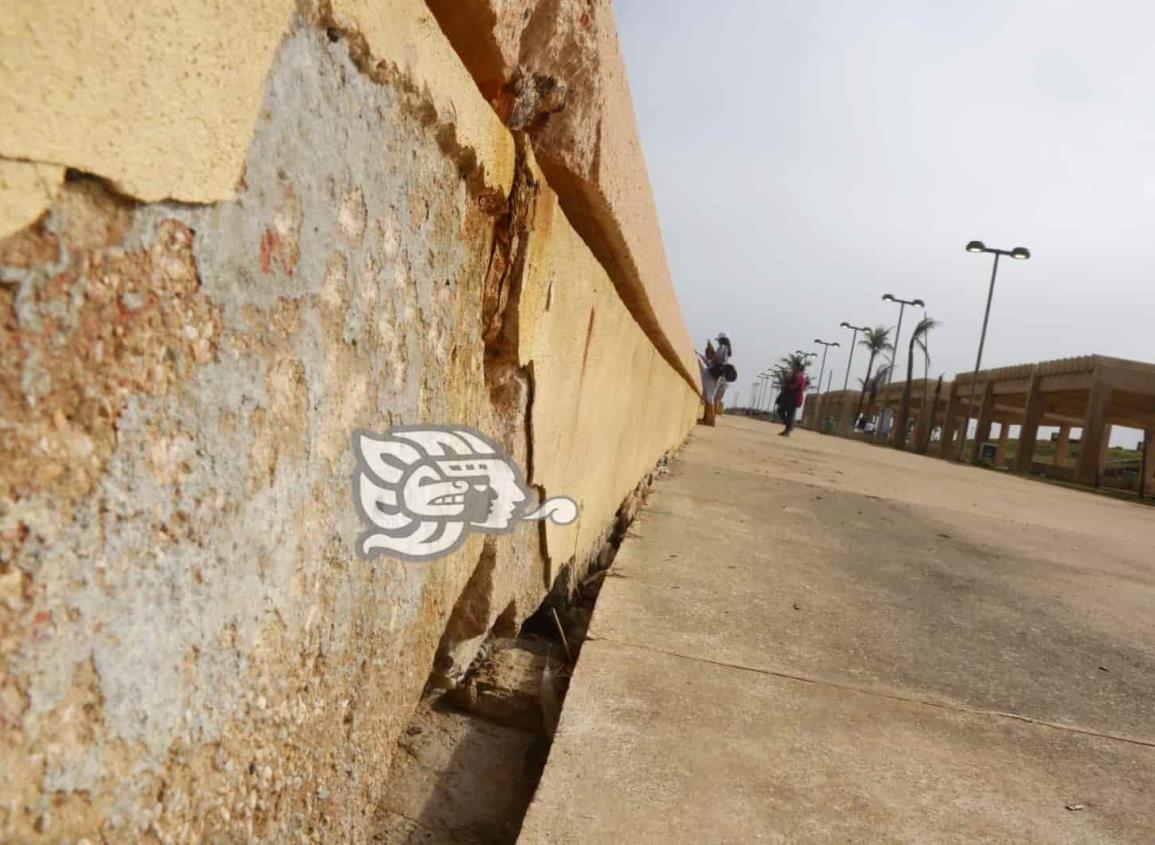 Presenta grietas muro entre la playa y el nuevo Hemiciclo