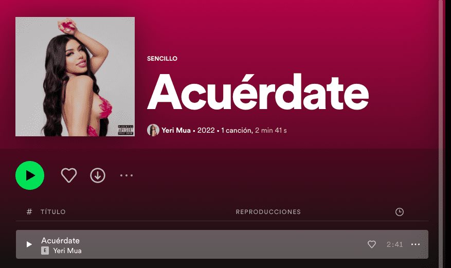 Acuérdate, canción de Yeri MUA, ya está en Spotify