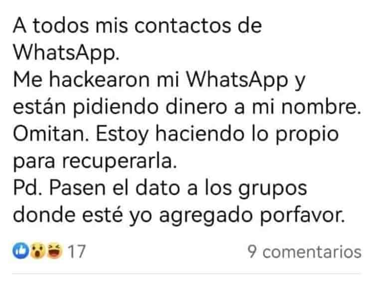 Alertan por casos de hackeos en cuentas de WhatsApp en el estado de Veracruz