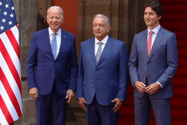 AMLO recibe a Justin Trudeau y a Joe Biden en Palacio Nacional (+Video)