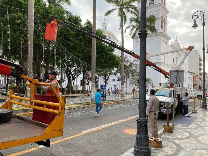 Retiran tapete aéreo iluminado en Centro Histórico de Veracruz (+Video)