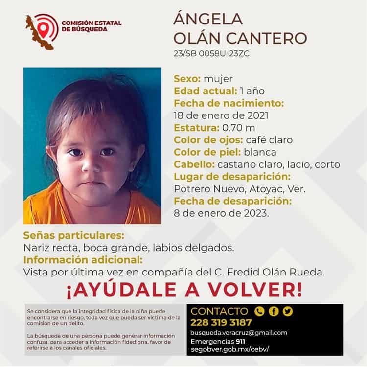 Buscan a niña de 1 año desaparecida en localidad de Atoyac