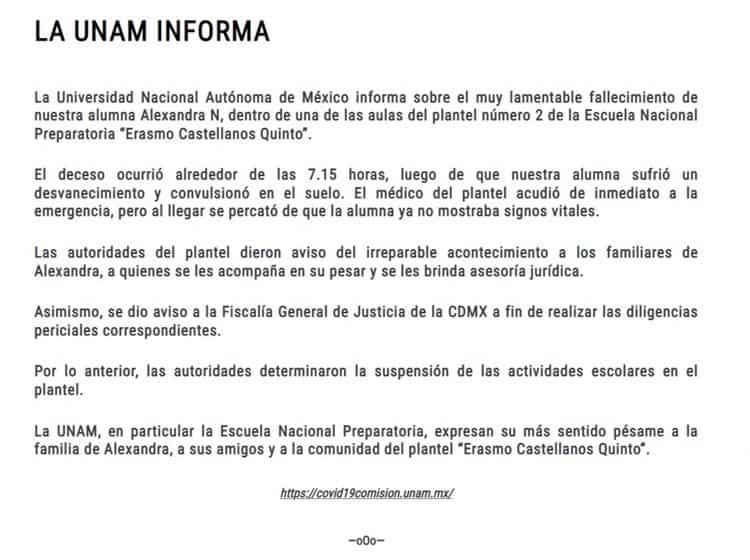 Muere alumna al interior de la Pepa 2 de la UNAM